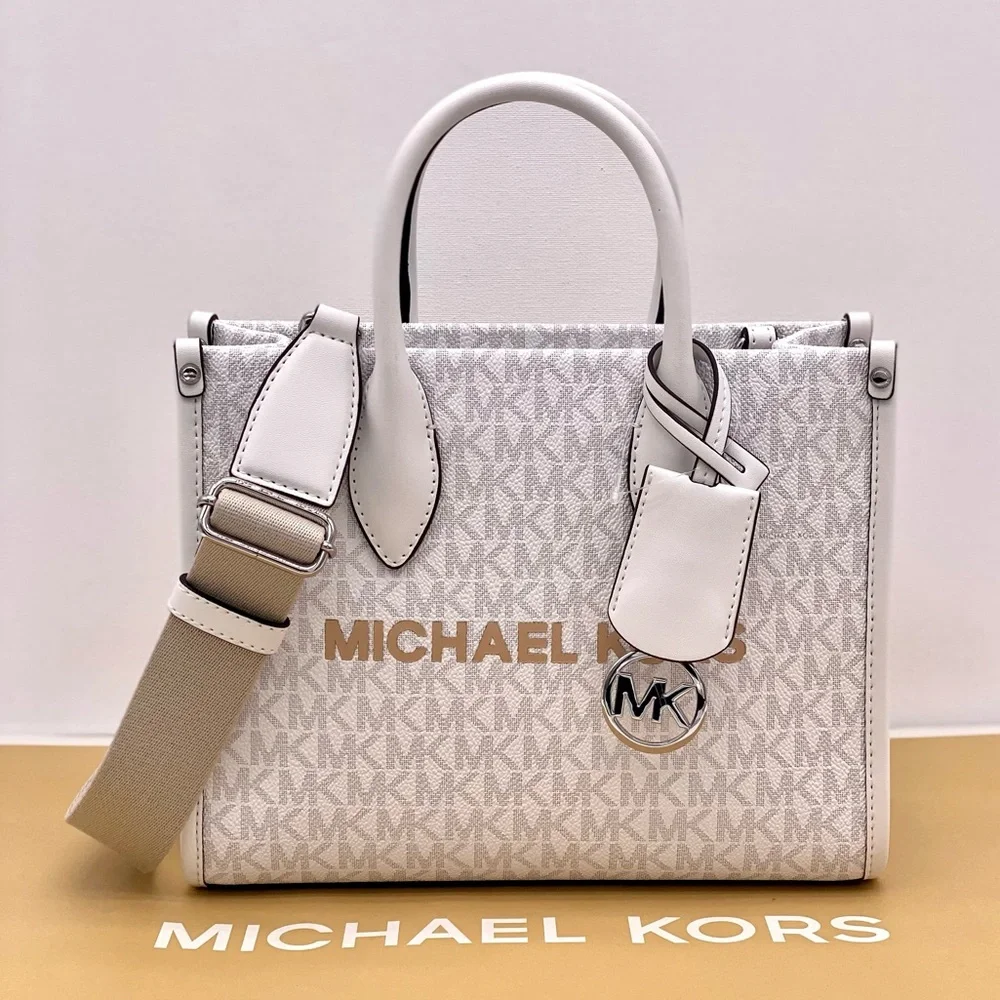 Michael Kors Mirella Small Signature Logo Crossbody Bag Optic White